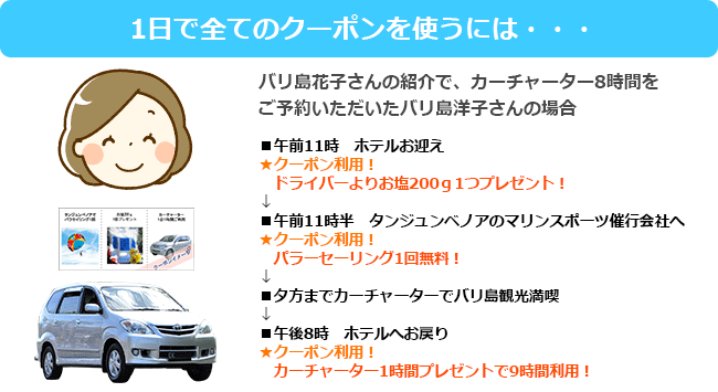 わくわくのバリ島観光赤字!一日で全クーポンを使うスケジュール例